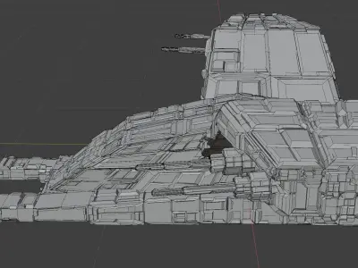 A Grey Battle Spaceship with Native File 3D model