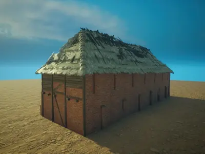Medieval Abandoned house1-interior and exterior design Low-poly 3D model