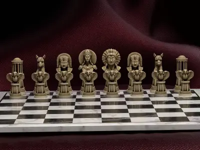 Inca Civilization Chess Set Sun Moon Alpaca Condor 3D print model