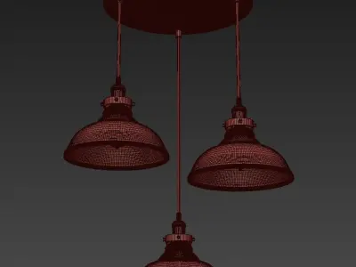 ARTCRAFT 3-Light Bronze and Copper Pendant 3D model