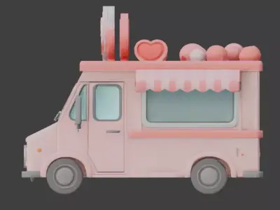 Stylized Valentine  Convertible Car Low-poly 3D model