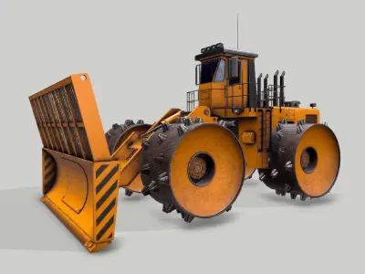 Old Industrial Vehicle Waste Dozer Low-poly 3D model