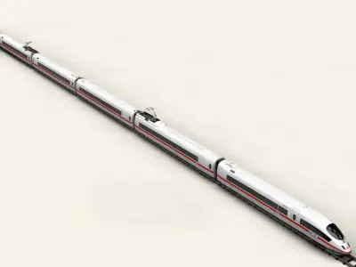 ICE 3 high speed train on tracks 3D model