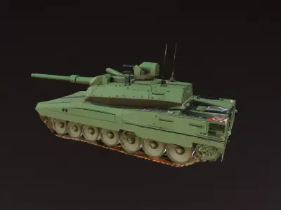 Modern Battle Green Army Tank 3D Model Low-poly 3D model