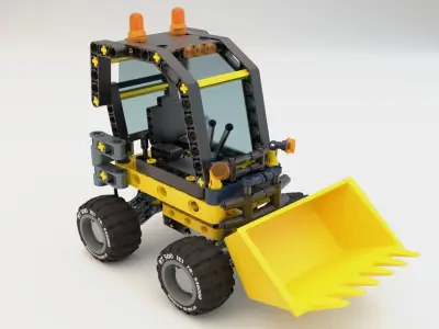 Lego Bulldozer and worker Tim 3D model