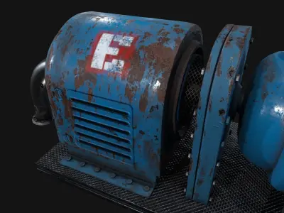 Generator old rusty machine Low-poly 3D model