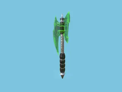 Medieval Battle Axe 04 Green Transparent - Fantasy Weaponry Low-poly 3D model