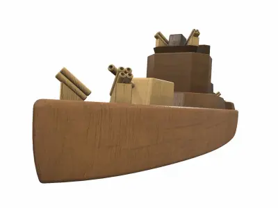 Wooden ship toy 4 Free 3D model