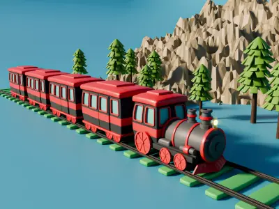 Toony Train Low-poly 3D model