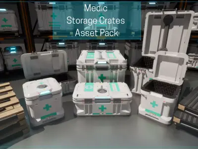 Medic Storage Crates Asset Pack Low-poly 3D model