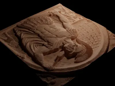 Roman Gladiator Sandcasting Bas High Relief CNC 3D print model