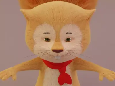 Squirrel Cartoon Rigged with Fur Free 3D model