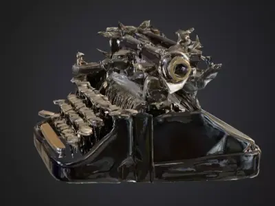 Vintage Mechanical Typewriter Low-poly 3D model