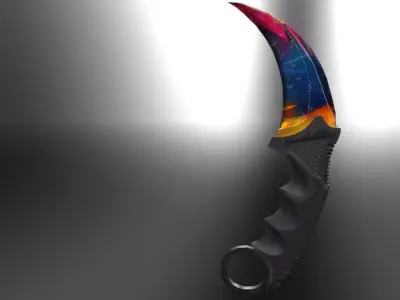 Karambit Knife Colorful Diamonds Style Low-poly 3D model