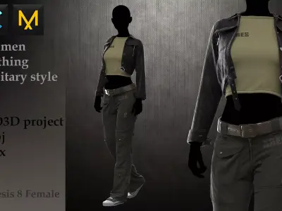 Women clothing military style 3D model