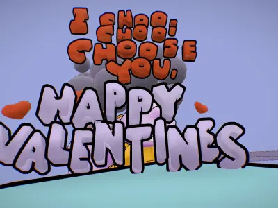 I choo choo choose you - Valentine s Day card - Simpsons Low-poly 3D model