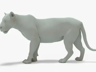 Lion Rigged Basemesh Low-poly 3D model