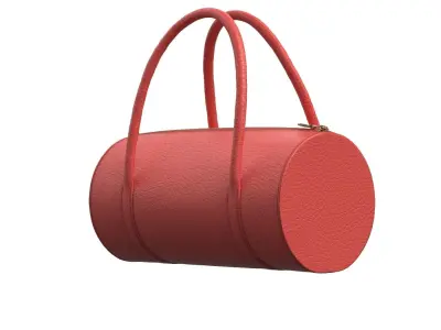 Red Leather Barrel Bag 3D model