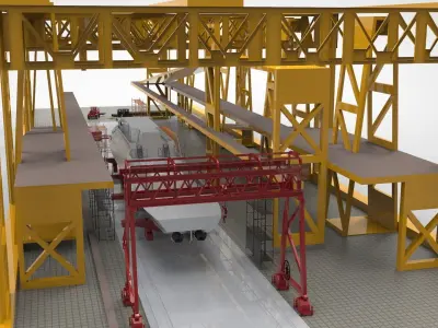 Shipbuilding military ship in Shipyard Industry 3D model
