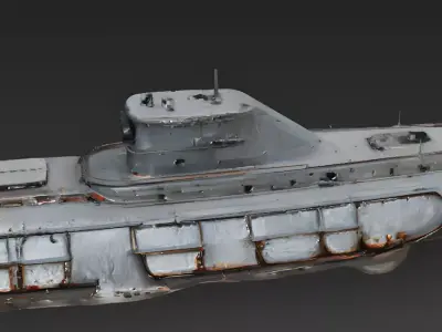 Realistic Wrecked Submarine 3D Model Low-poly 3D model