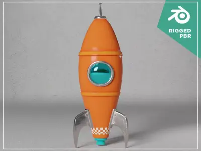 Orange Rocket Low-poly 3D model