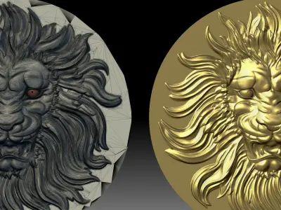 Lion Head bas-relief 3D model