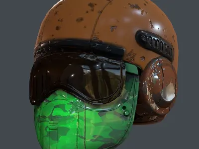 Gas mask helmet 3d model scifi Low-poly Low-poly 3D model Low-poly 3D model 14