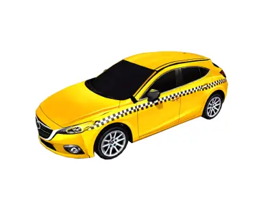 Low Poly Yellow Taxi cab Low-poly 3D model