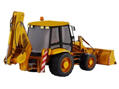Backhoe Loader Construction Vehicle 3D model Low-poly 3D model