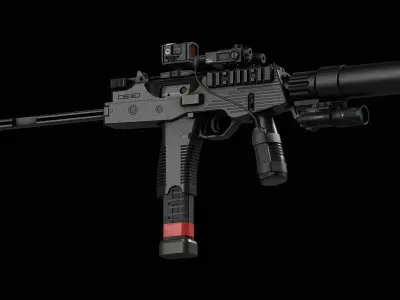 Two versions Brugger  Thomet MP9   Low-poly 3D model