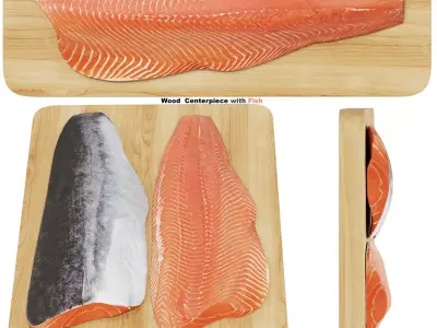 Wood Centerpiece with Fish 3D model