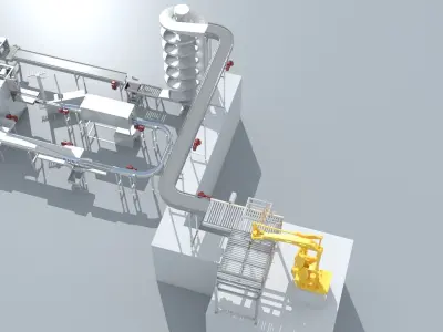 Milk Packaging - Palletizing Equipment Production Line 3D model