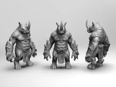 Rhino warrior 3D print model