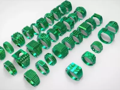 Lot of Various 100 Mens Rings Collection Bulk  3D print model