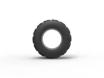 Old school pulling truck tire 3 Scale 1 to 25 3D print model