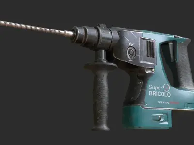 Power Hammer Drill Low-poly 3D model