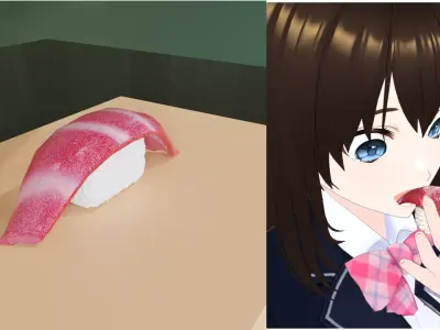 sushi and cute girl my avatar Low-poly 3D model