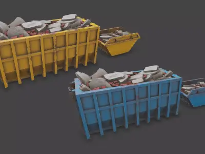 Construction Skip Containers With Debris Low-poly PBR Low-poly 3D model