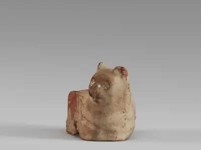 001594 Clay Vessel in the Shape of a Resting Cat 3D model