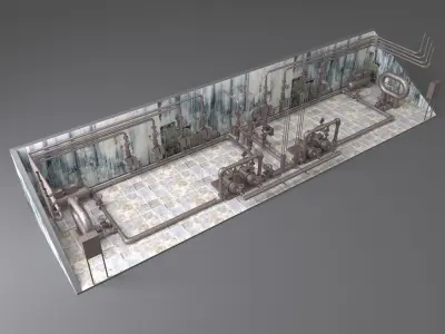 Fire-fighting pumping station 3D model purchase