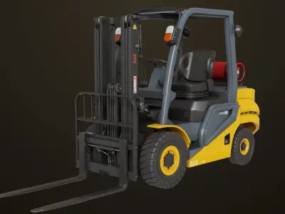 Forklift Truck 02 Yellow Rigged All PBR Unity UE Textures Low-poly 3D model