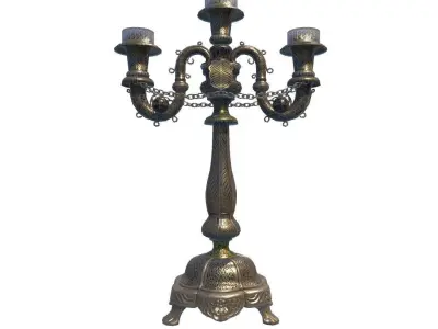 Silk silver candlestick Low-poly 3D model