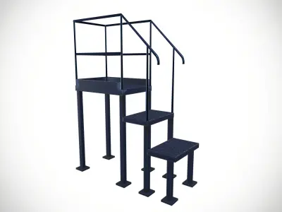 Industrial Metal Stairs and Work Platforms Safe Rack Low-poly 3D model