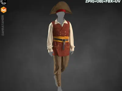 MENS PIRATE OUTFIT 3D model purchase