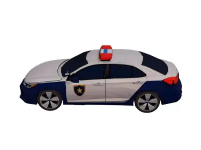 Low Poly Generic Sedan Police Car Vehicle Model PBR Texture Low-poly 3D model