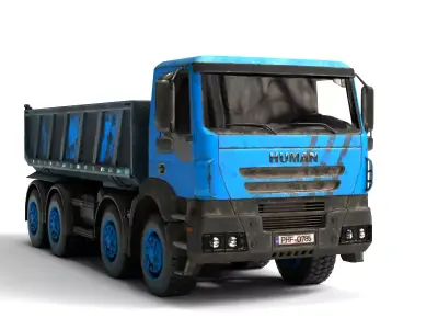 Blue Rigged Dump Truck 3D model