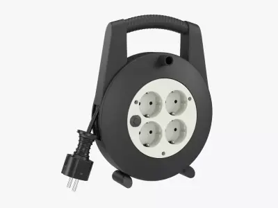 Extension cord reel with sockets 02 3D model