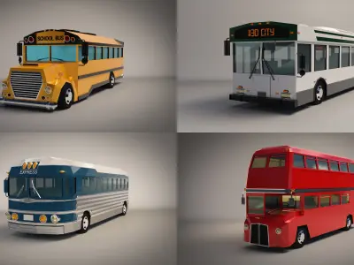 Low Poly Bus Pack