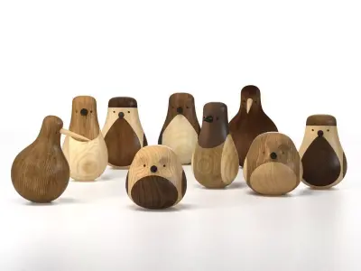 Re-turned wooden bird with long beak 3D model