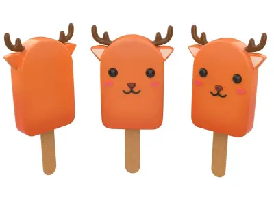 Cartoon Deer Ice Cream Cute Low-poly 3D model